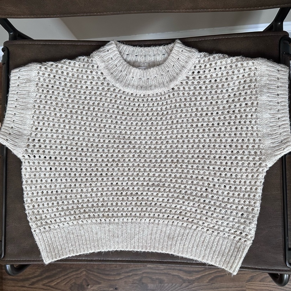 Zara Girls’ Cream Knit Layering Sweater Sz 8-9